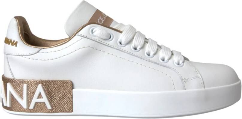 Dolce & Gabbana Witte Portofino Leren Logo Sneakers White Heren