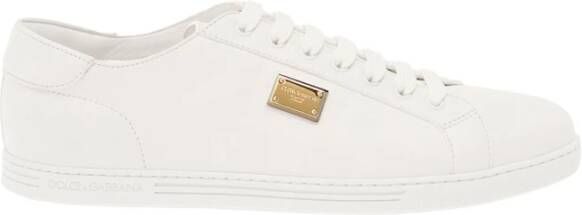 Dolce & Gabbana Saint Tropez Plaque Sneakers Moderne Herenschoenen in het Wit White Heren