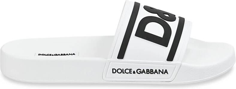 Dolce & Gabbana Logo Slippers van Rubber met Ingelegd D&G Logo White Heren