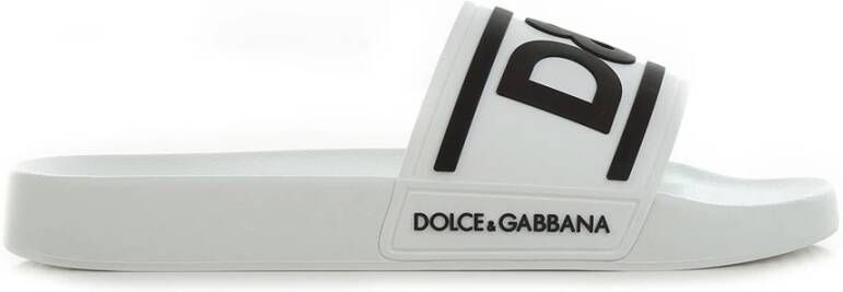 Dolce & Gabbana Logo Slippers van Rubber met Ingelegd D&G Logo White Heren