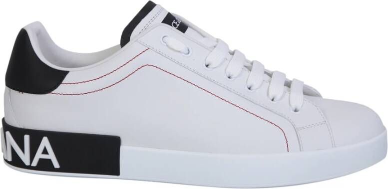 Dolce & Gabbana Leren lage sneakers met contrasterende inzetstukken White Heren