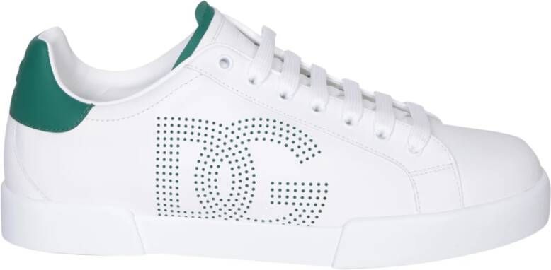 Dolce & Gabbana Witte Sneakers Groene Details Stijlvol White Heren