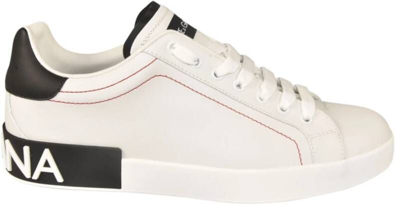 Dolce & Gabbana Leren lage sneakers met contrasterende inzetstukken White Heren