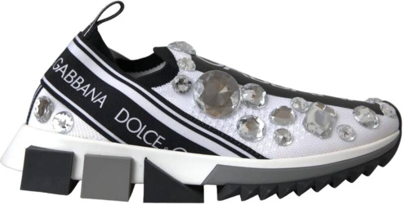 Dolce & Gabbana Witte Sorrento Kristal Sneakers Schoenen White Dames