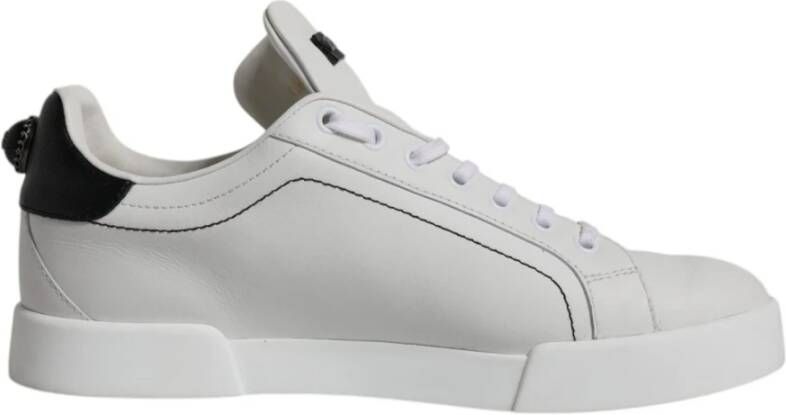 Dolce & Gabbana Witte Zwarte Leren Sneakers Rubberen Zool White Heren