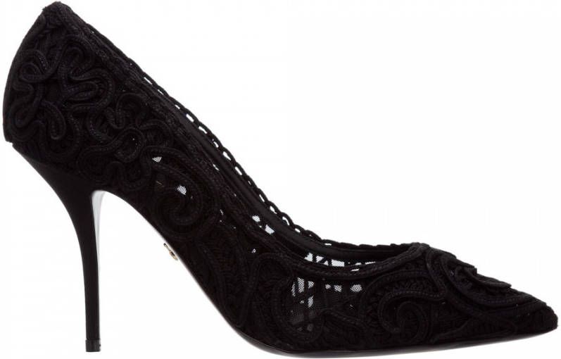 Dolce & Gabbana Zwarte Geborduurde Pump Hakken Schoenen Black Dames