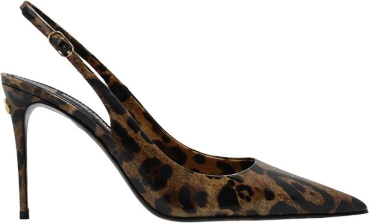 Dolce & Gabbana Bruine Tijgerpatroon Slingbacks Leren Schoenen Multicolor Dames