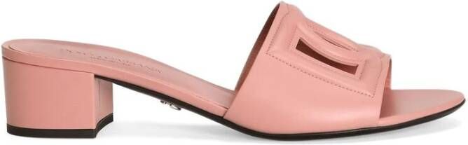 Dolce & Gabbana Zalmroze Leren Blokhak Schoenen Pink Dames