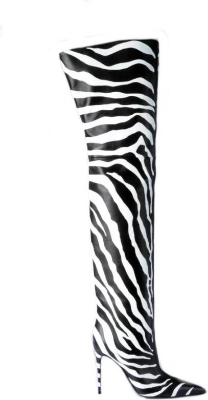 Dolce & Gabbana Zebra High Boots voor vrouwen Black Dames