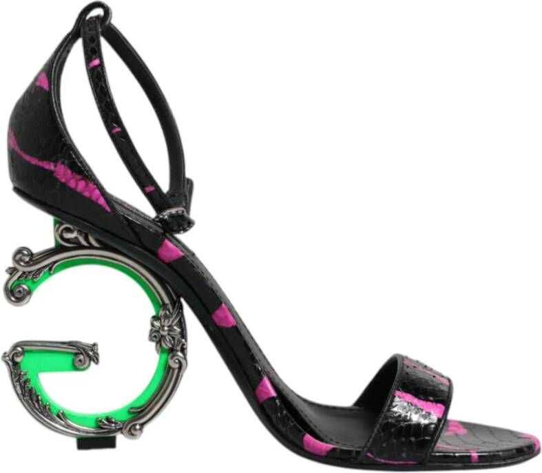 Dolce & Gabbana Zebra Print Hak Sandalen Zwart Fuchsia Black Dames