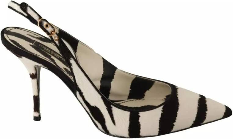 Dolce & Gabbana Zebra Print Slingback Heels Sandals Black Dames