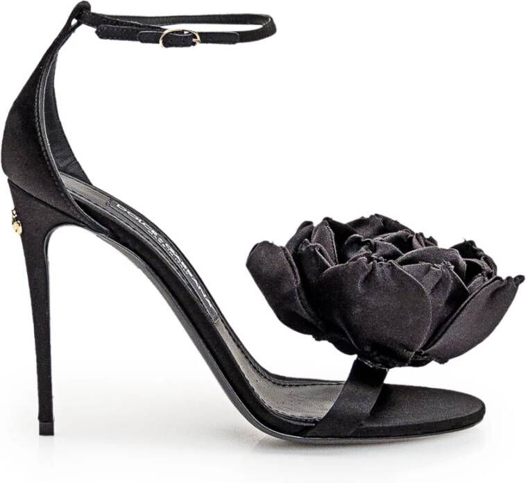 Dolce & Gabbana Zwarte Sandalen met 10 5 cm Hak Black Dames