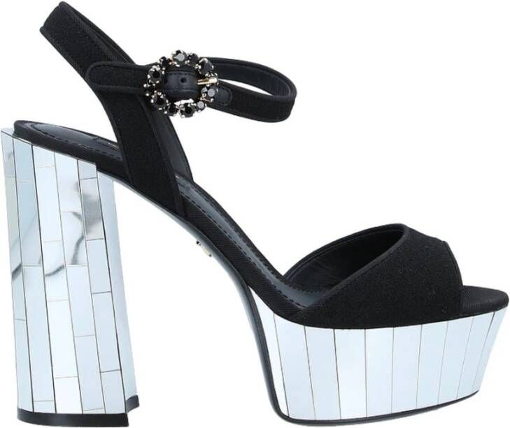 Dolce & Gabbana Zijden en Kalfsleren Juweel Sandalen Black Dames