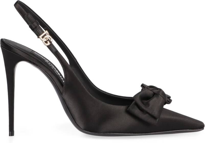 Dolce & Gabbana Zijden slingback pumps met strikdetail Black Dames