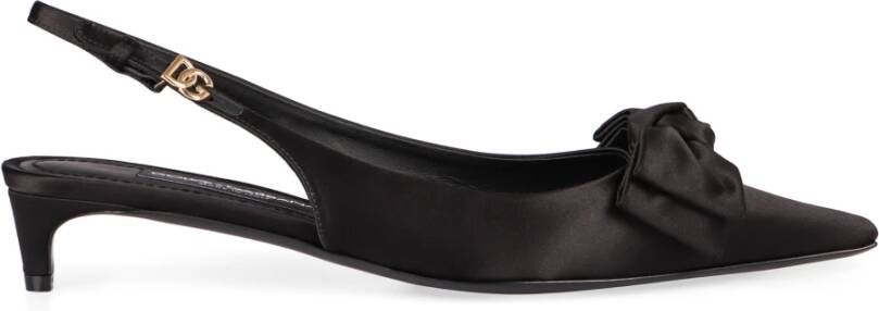 Dolce & Gabbana Zijden slingback pumps met strikdetail Black Dames