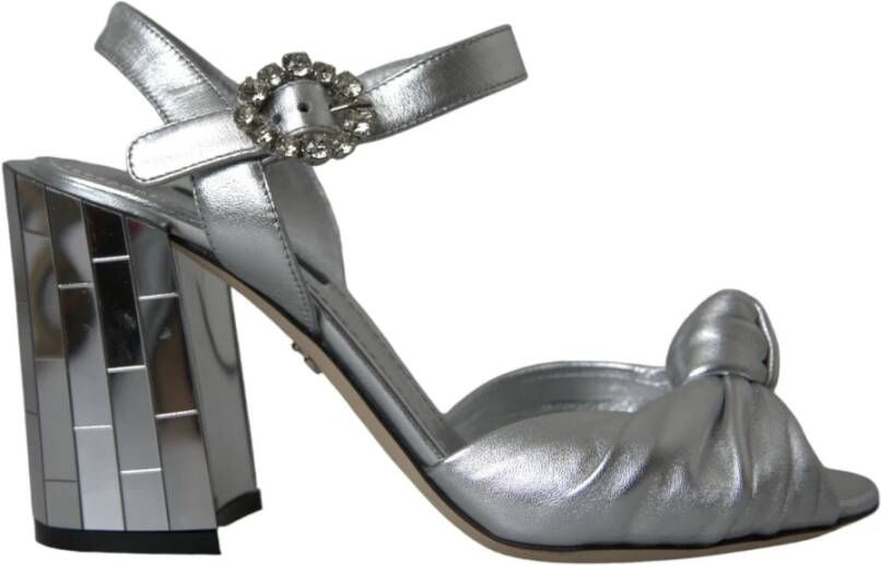 Dolce & Gabbana Zilver Lamsvacht Hakken Sandalen Schoenen Gray Dames