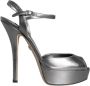 Dolce & Gabbana Zilver Metallic Leren Plateau Sandalen Gray Dames - Thumbnail 1