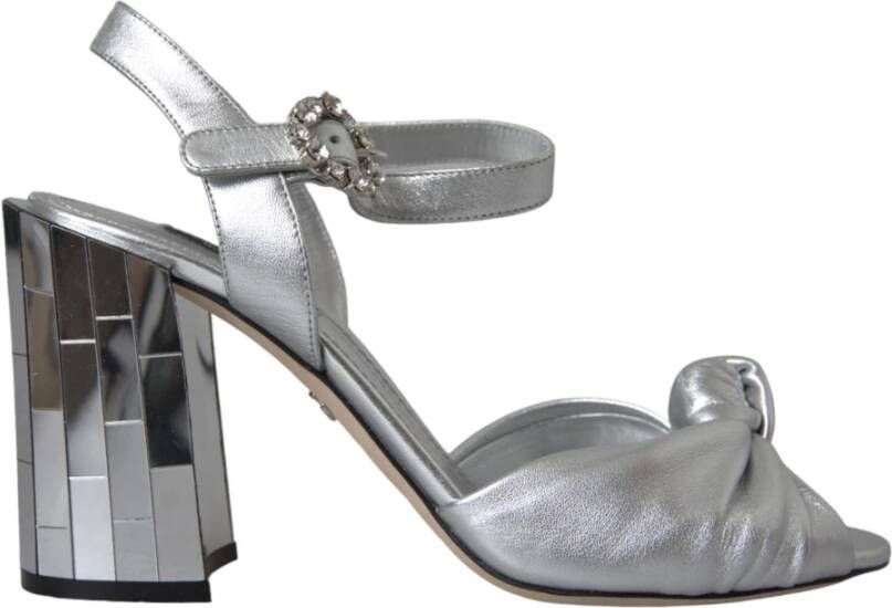 Dolce & Gabbana Zilveren Kristal Enkelband Keira Sandalen Gray Dames