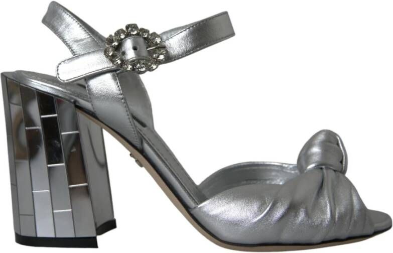 Dolce & Gabbana Zilveren Lamsskin Hakken Sandalen Gray Dames