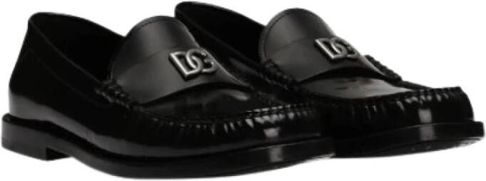 Dolce & Gabbana Zilveren Logo Plaque Loafers Black Dames