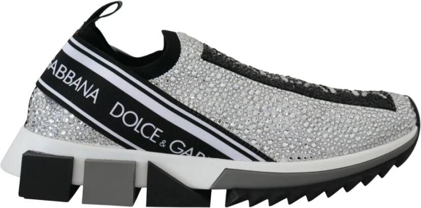 Dolce & Gabbana Zilveren Rhinestones Sorrento Sneakers Schoenen Gray Dames