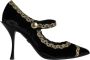 Dolce & Gabbana Zwart Goud Fluweel Mary Jane Pumps Black Dames - Thumbnail 1