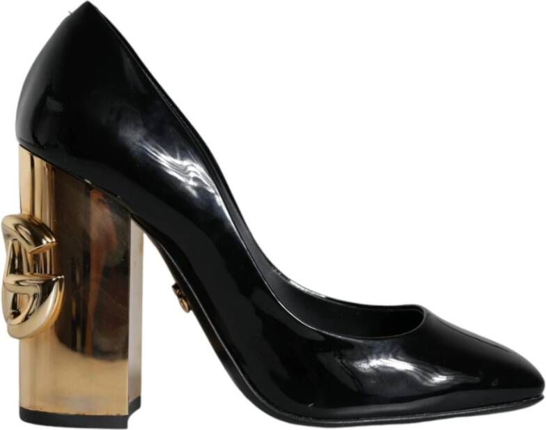 Dolce & Gabbana Zwart Goud Logo Hakken Pumps Schoenen Black Dames