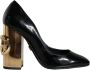 Dolce & Gabbana Zwart Goud Patentleren Logo Hakken Pumps Black Dames - Thumbnail 1