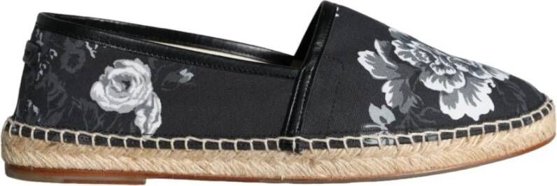 Dolce & Gabbana Zwart Wit Bloemen Espadrilles Schoenen Black Heren