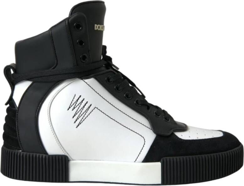 Dolce & Gabbana Zwart Wit Leren High Top Sneakers Black Heren