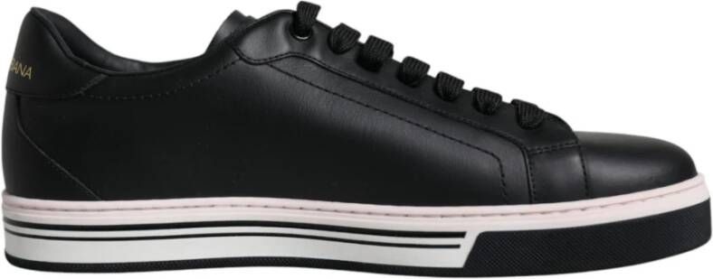 Dolce & Gabbana Zwart Wit Leren Veterschoenen Black Heren