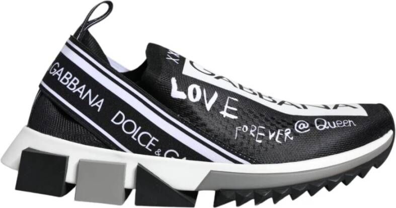 Dolce & Gabbana Zwart Wit Sorrento Sneakers Rubber Zool Black Dames