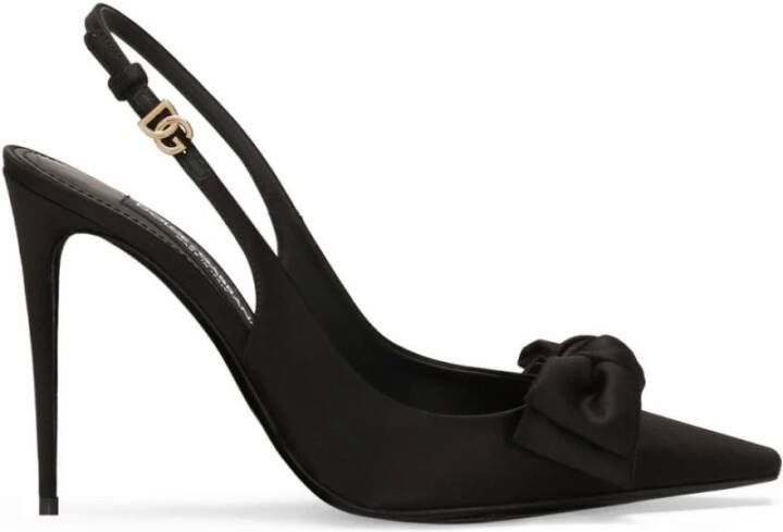 Dolce & Gabbana Zijden slingback pumps met strikdetail Black Dames