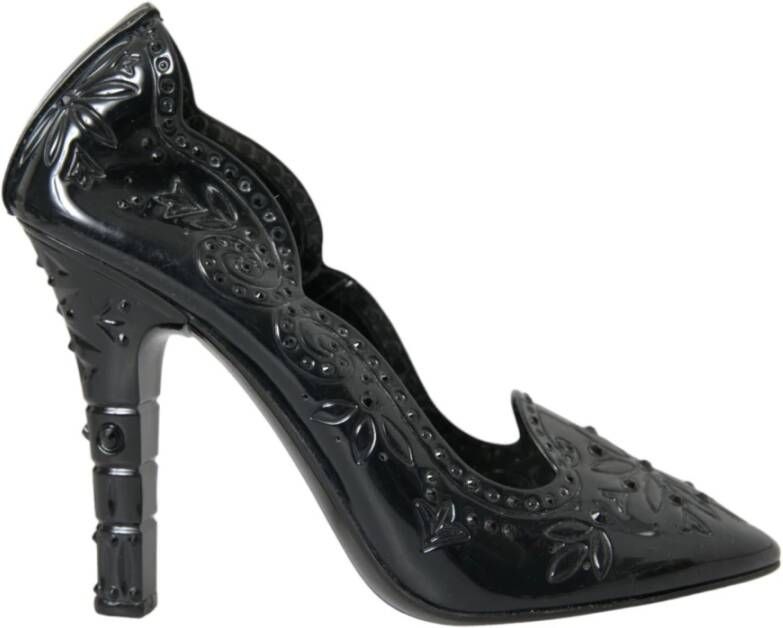 Dolce & Gabbana Zwarte Bloemen Patent Leren Pumps Black Dames