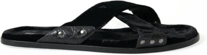 Dolce & Gabbana Zwarte Cross Strap Slide Sandalen Black Heren