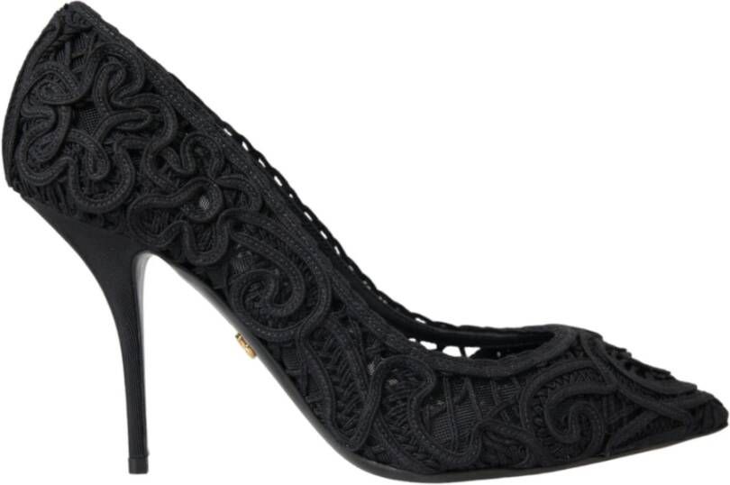 Dolce & Gabbana Zwarte Geborduurde Pump Hakken Schoenen Black Dames