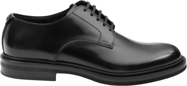 Dolce & Gabbana Zwarte Geborsteld Kalfsleren Derby Schoenen Black Heren