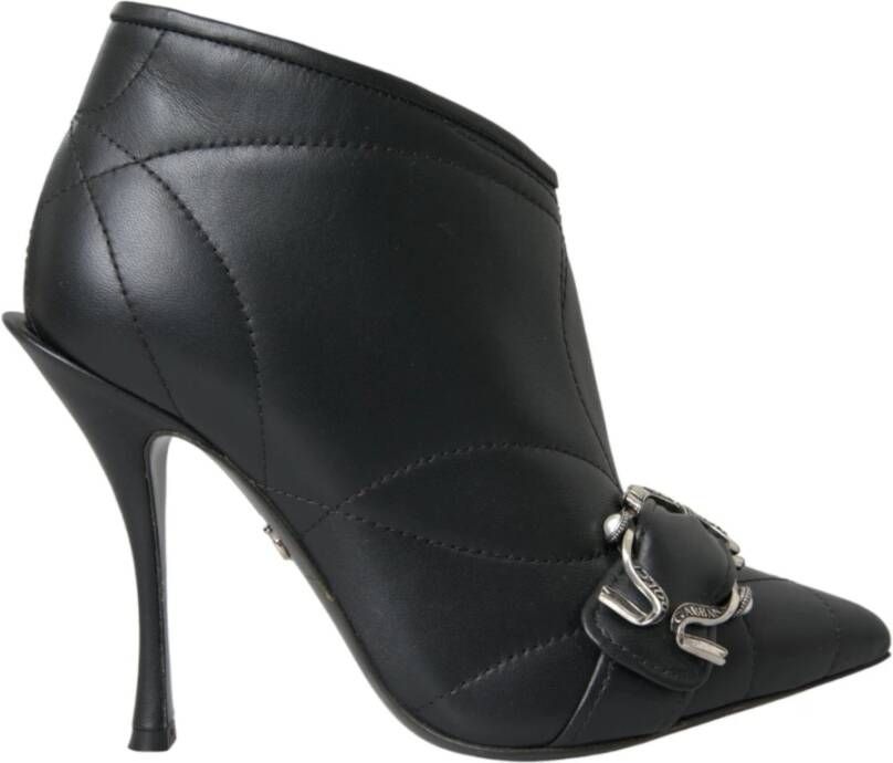 Dolce & Gabbana Gewatteerde Leren Stiletto Laarzen Black Dames