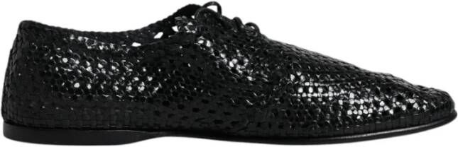 Dolce & Gabbana Zwarte geweven leren Derby schoenen Black Heren