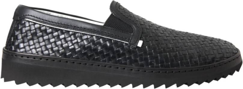 Dolce & Gabbana Zwarte geweven leren heren loafers schoenen Black Heren