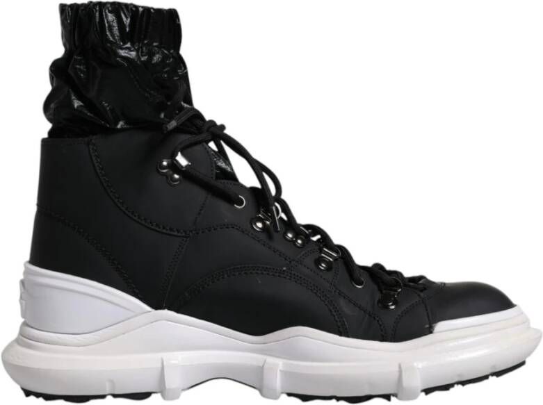 Dolce & Gabbana Zwarte High Top Nylon Leren Sneakers Black Heren