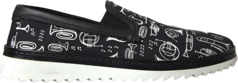 Dolce & Gabbana Zwarte Instrument Print Loafers Black Heren