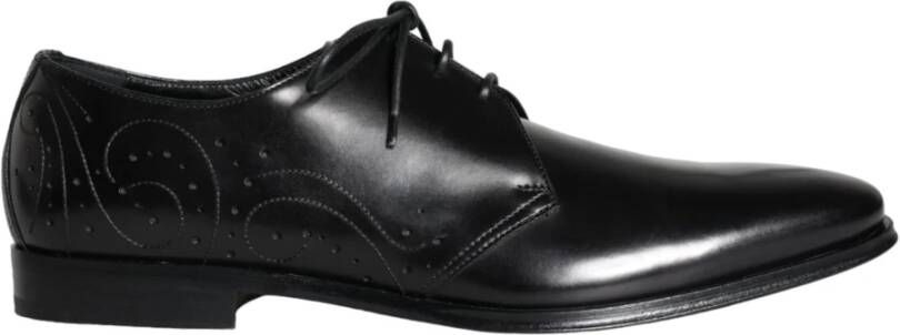 Dolce & Gabbana Zwarte Kalbslederen Derby Heren Veterschoenen Black Heren