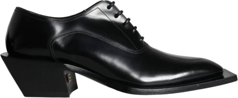 Dolce & Gabbana Zwarte Kalbslederen Derby Jurkschoenen Black Heren