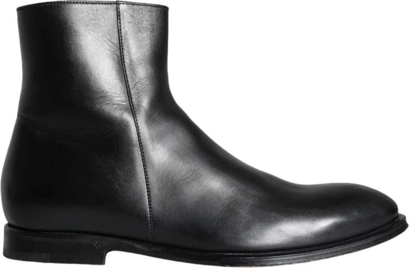 Dolce & Gabbana Zwarte Kalfsleren Herenlaarzen Schoenen Black Heren