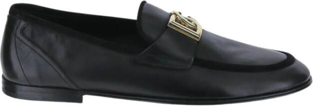 Dolce & Gabbana Zwarte kalfsleren Interlocking DG Loafers Black Heren
