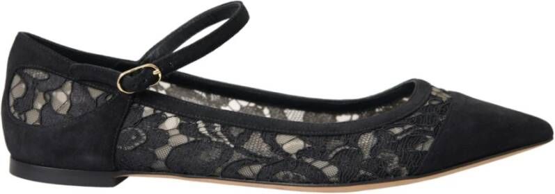 Dolce & Gabbana Zwarte Kant Bellucci Platte Schoenen Black Dames