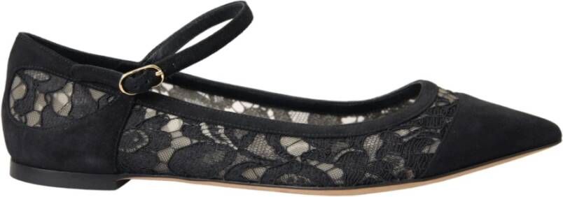 Dolce & Gabbana Zwarte Kant Bellucci Platte Schoenen Black Dames