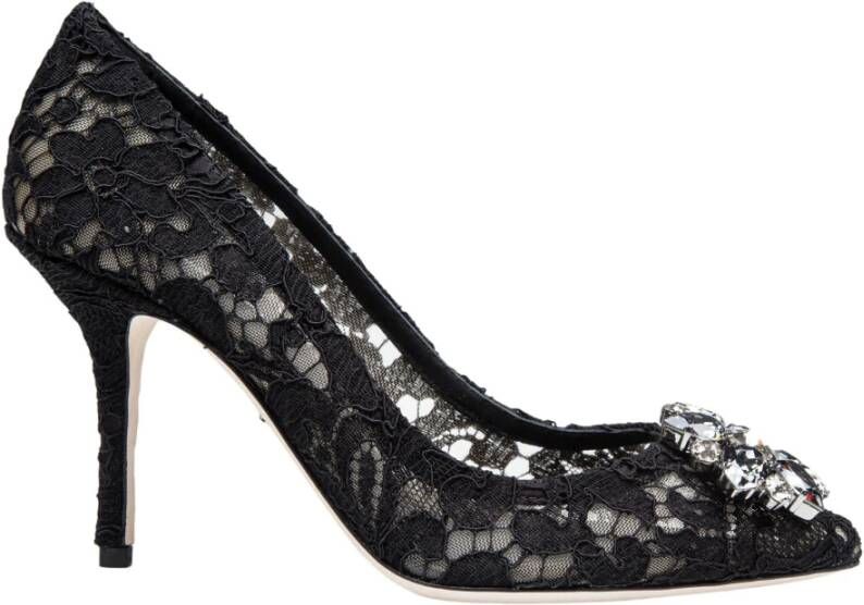 Dolce & Gabbana Zwarte Kant Pumps Elegante Hakken Black Dames