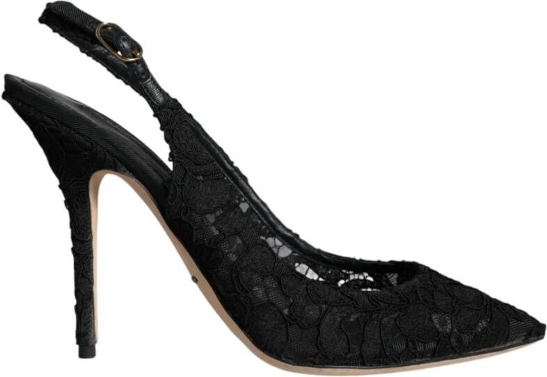 Dolce & Gabbana Zwarte Kant Slingback Hakken Black Dames